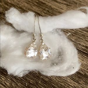 Silver and rhinestone drop earrings